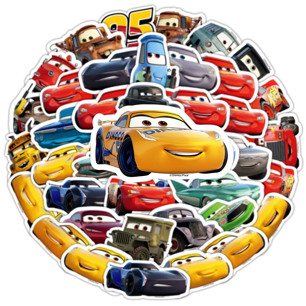 Disney Cars Cartoon Anime Adesivos, Cool Lightning McQueen, Decalques de PVC para Papelaria, Laptop, Decoração Frigorífico Adesivo, 10 Pcs, 30 Pcs, 50Pcs