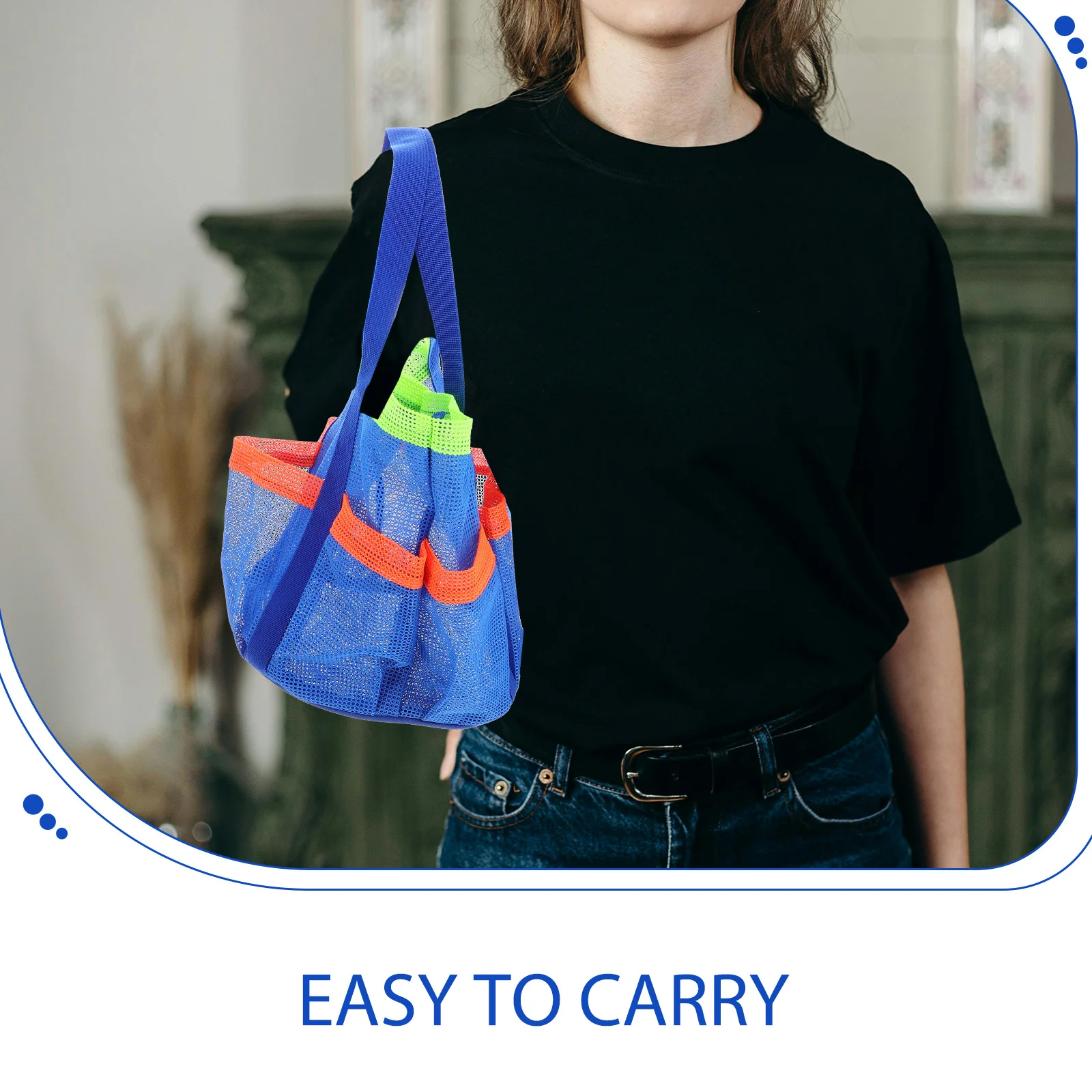 حقيبة شاطئ شبكية كبيرة جدًا بجيوب متعددة مقاومة للرمل ومقاومة للماء مثالية لحمام السباحة والسفر والعطلات على الشاطئ