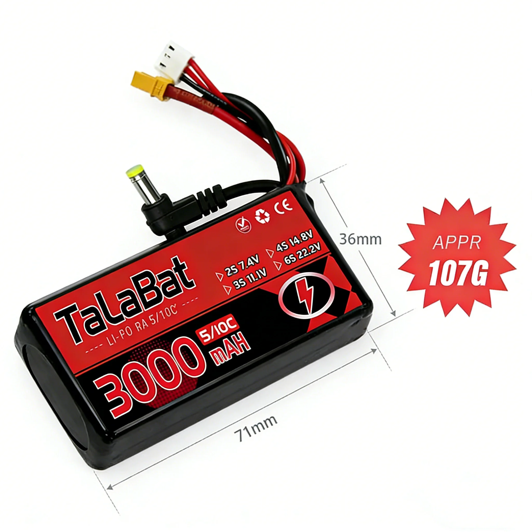 3000MAH 2S 5C 10C 7.4V Lipo Battery + Charger Power Indicator for Fatshark Glasses Dominator Skyzone Aomway FPV Goggles RC Drone