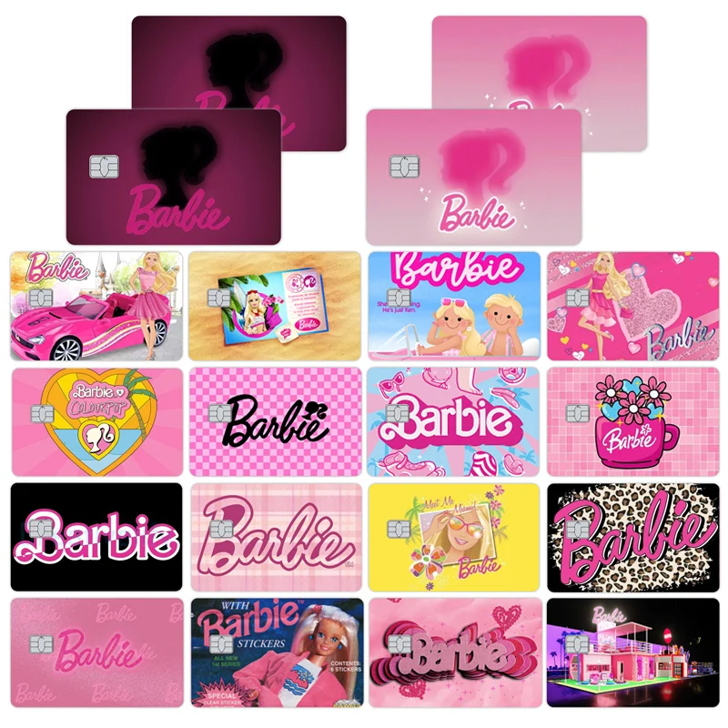 Barbie Cartoon Credit Card Skin Stickers for VISA Bank Card Bus Metro Pvc Waterproof Film Cover Tape Skin Case Double Sided Gift