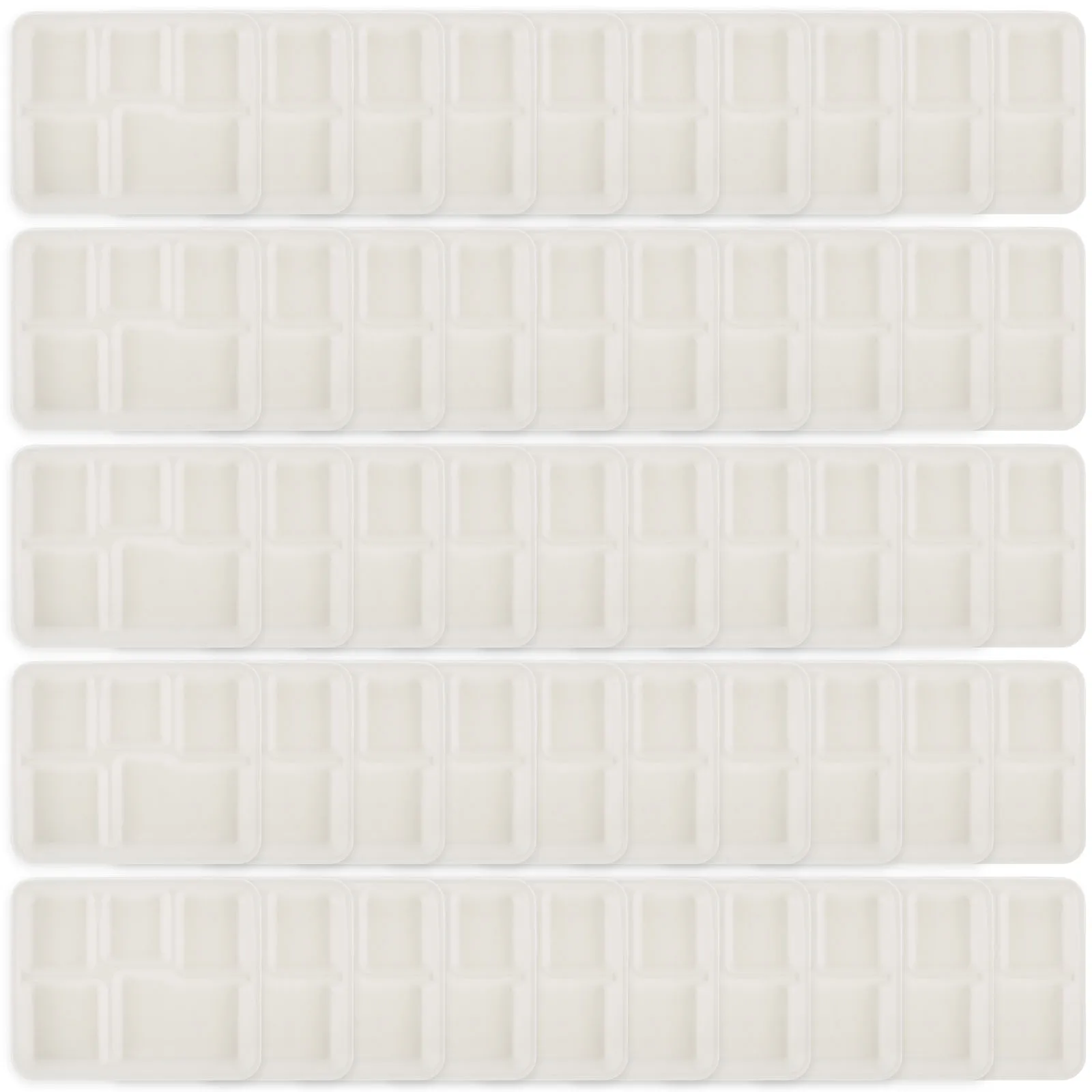 

50Pcs Sugarcane Plate 5 Compartments Paper Plate Eco-friendly Compostable Plate Compostable Paper Plates for Party Dinner