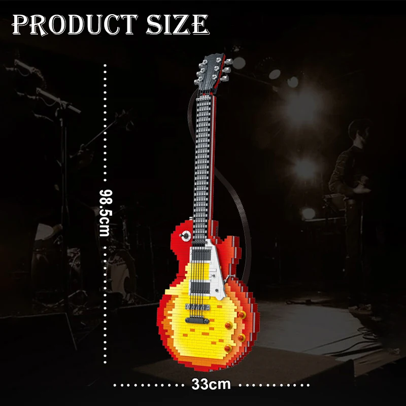 MOC Technical 1:1 Scale Electric Guitar Model Building Blocks 2502 PCS Assembly Musical Instrument Bricks Toys for Kids Gifts