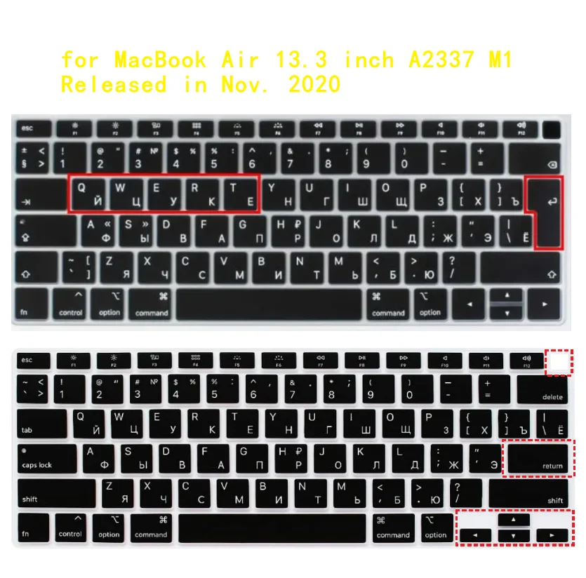 Russian Letters Silicone Keyboard Cover Skin for MacBook Air 13.3 inch A2337 M1 Released in Nov. 2020 (NOT Fit Air 13.6
