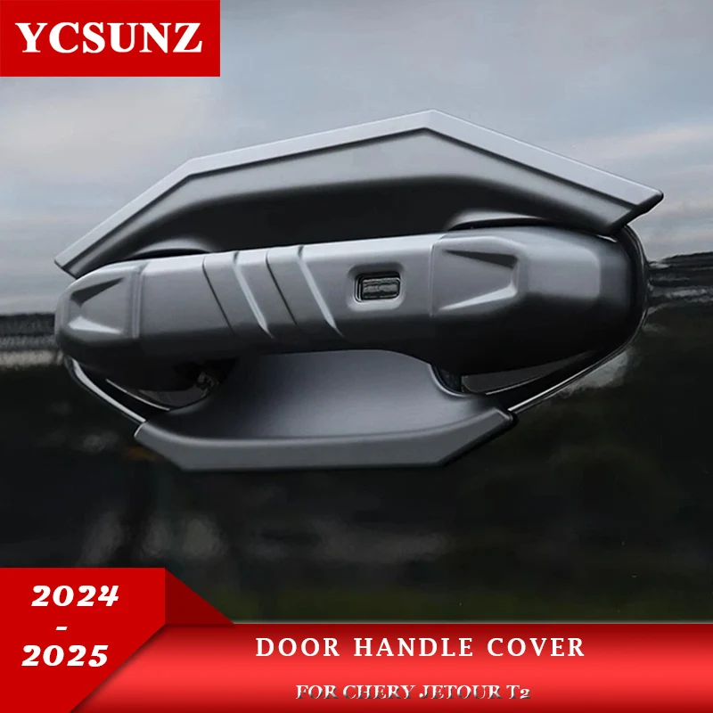 

ABS Matte Black Door Handle Bowl Cover For Chery Jetour Traveller T2 2024 2025 Car Accessories