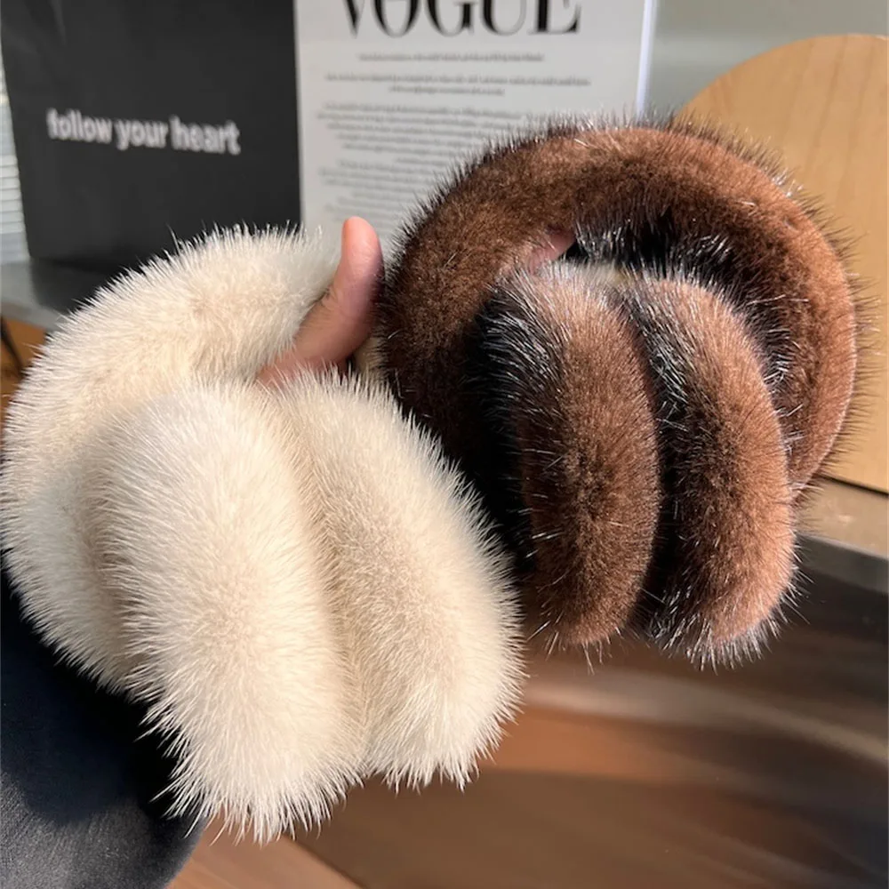 Fashion Outdoor Cold Protection Girls Ear-muffar muffola paraorecchie Luxury women's Winter Warm 100% Natural Real Mink Fur Earmuff