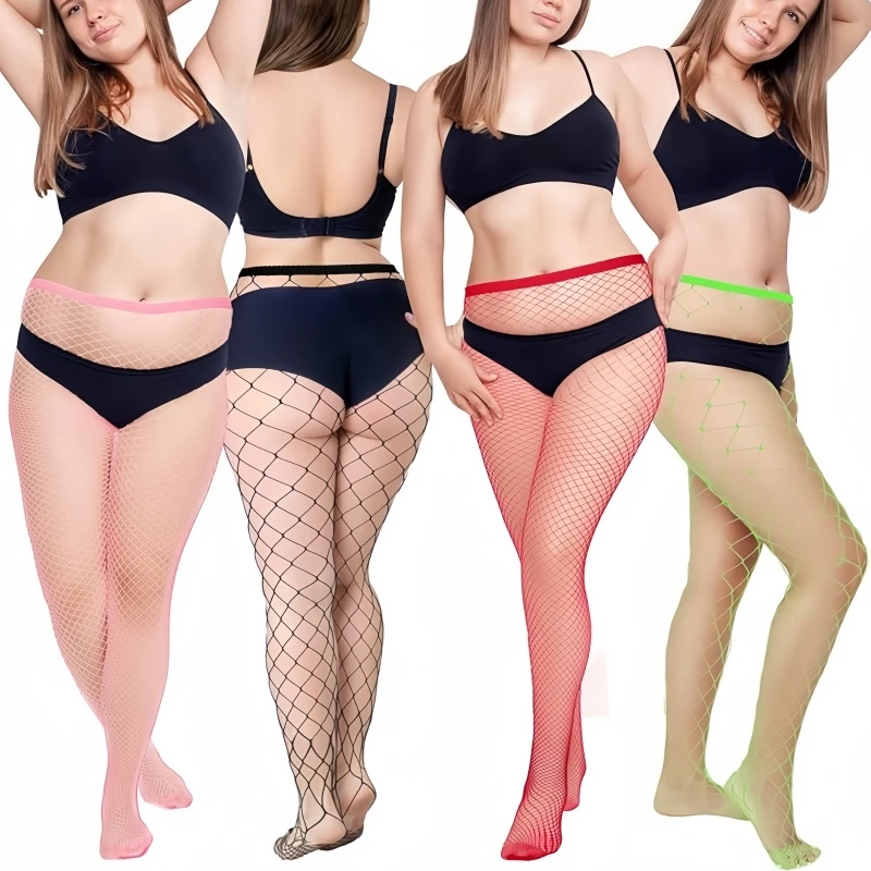 

3XL Sexy Fishnet Stockings Women Mesh Tight Hollow Out Women Fish Net Pantyhose Club Party Hosiery Female Sexy Colorful Lingerie