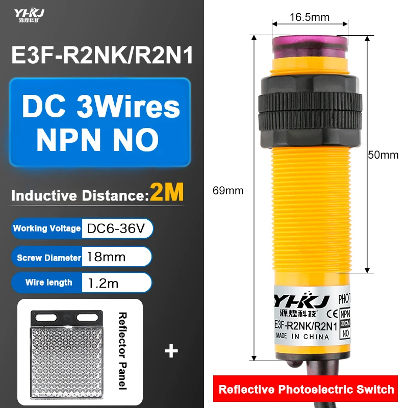 

Бесконтактный переключатель E3F-R2NK/R2N1 E3F-R2PK E3F-5DP1-5L E3F-5DN1-5L Фотоэлектрический сенсорный переключатель 6-36 В постоянного тока Выход: NPN PNP 2 м 5 м