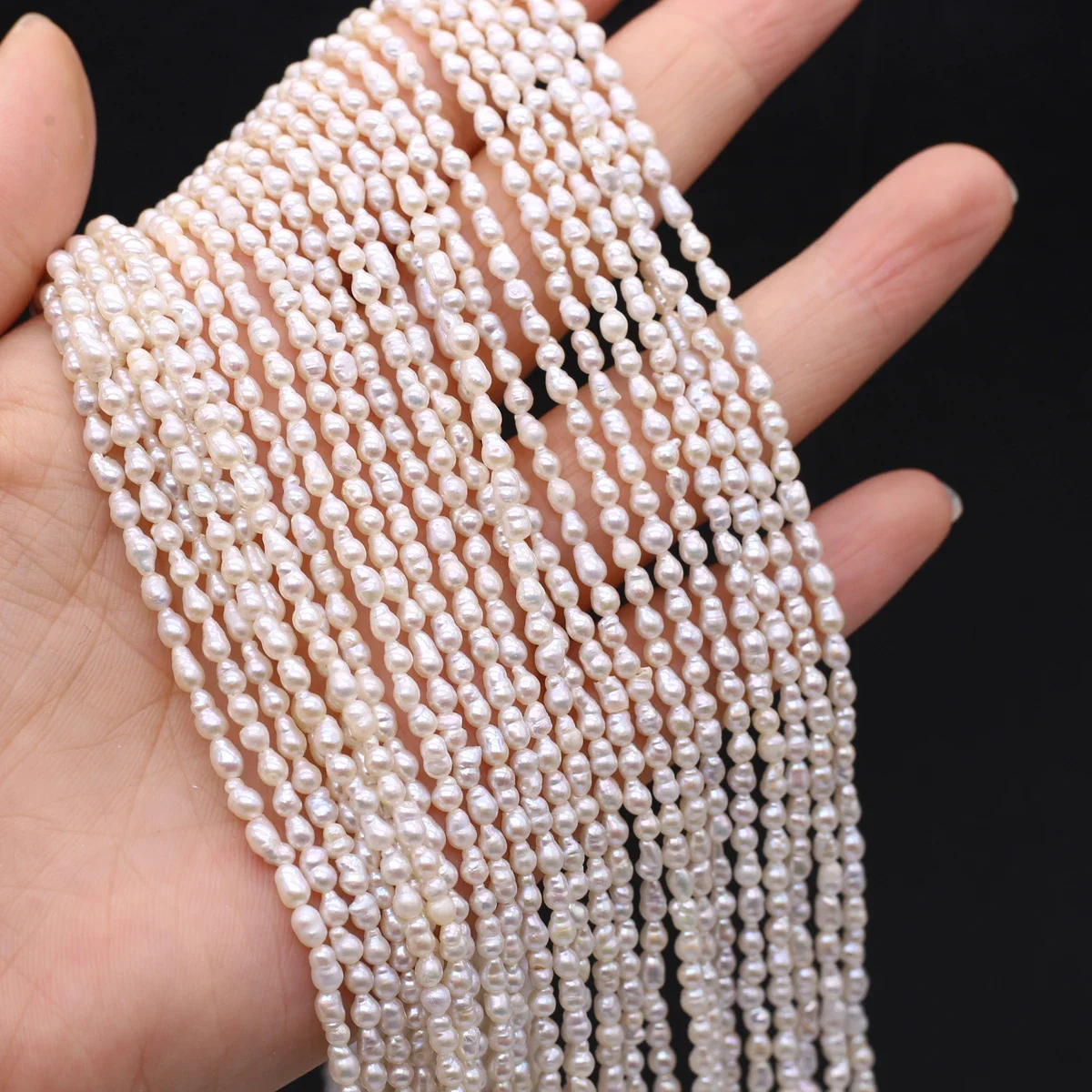 

3-4mm A Natural Freshwater Pearls Threaded Rice Shaped Pearls Spacer Beads for Jewelry Making DIY Necklace Bracelet Accessories