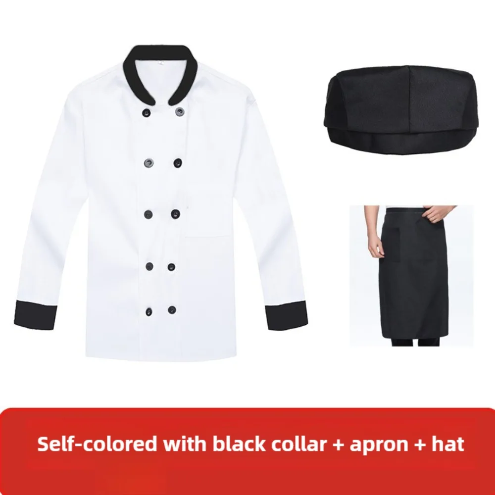 

Chef Uniform 3-Piece Set - Breathable Long Sleeve Shirt with Apron & Hat for Cooking