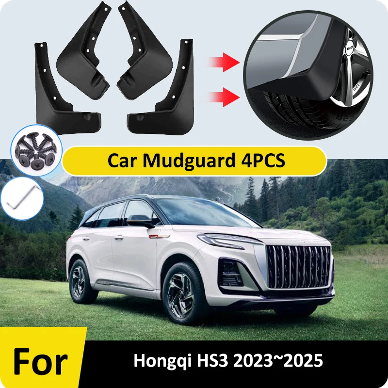 

Car Mudflaps Splash Mud 4PCS For Hongqi HS3 2023 2024 2025 Flaps Front Rear Wheel Fender Flare Mudguards Protector Accessories