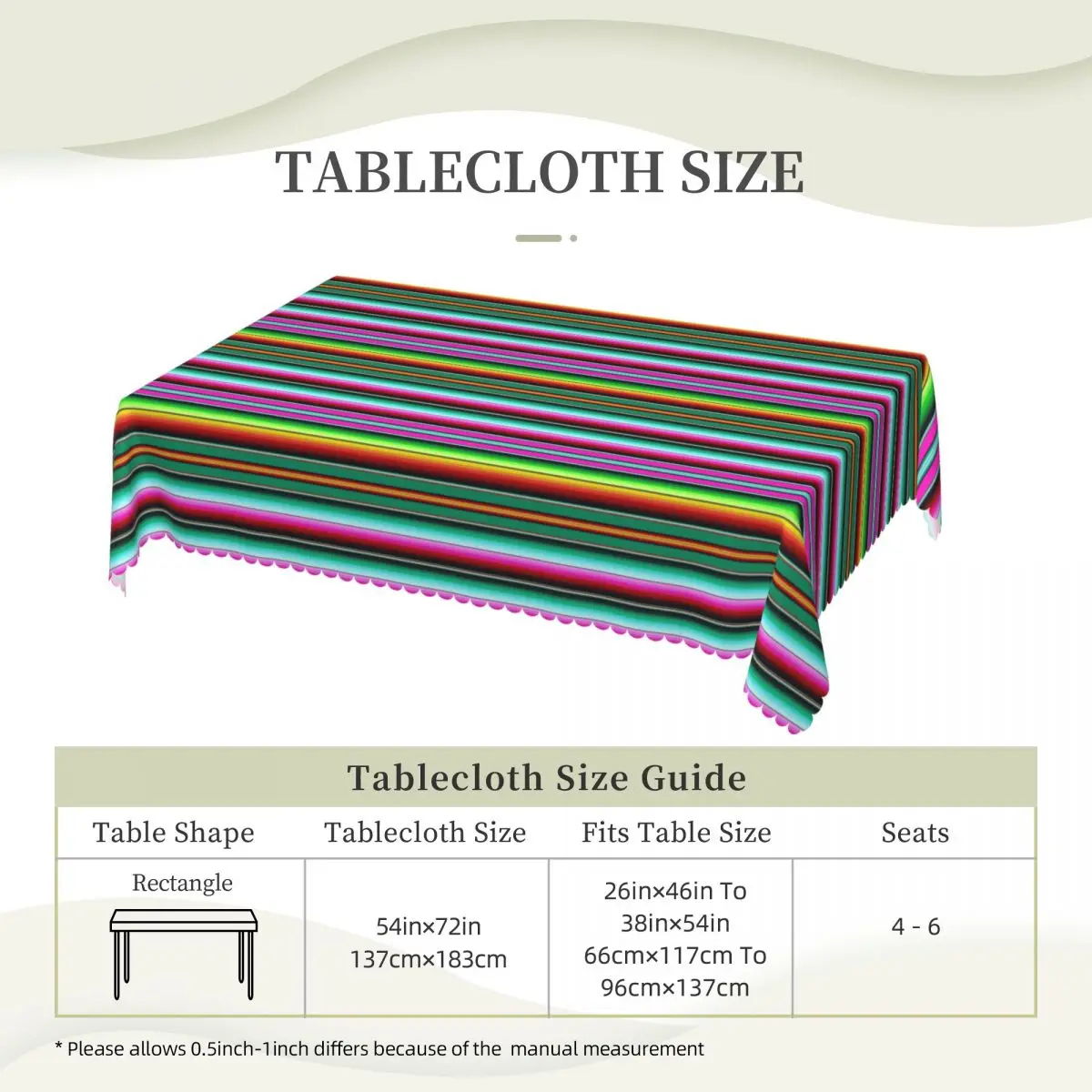 Mexican Indigenous Blanket Customized Rectangular Tablecloth Waterproof Table Cover for Dining Events Table Cloth
