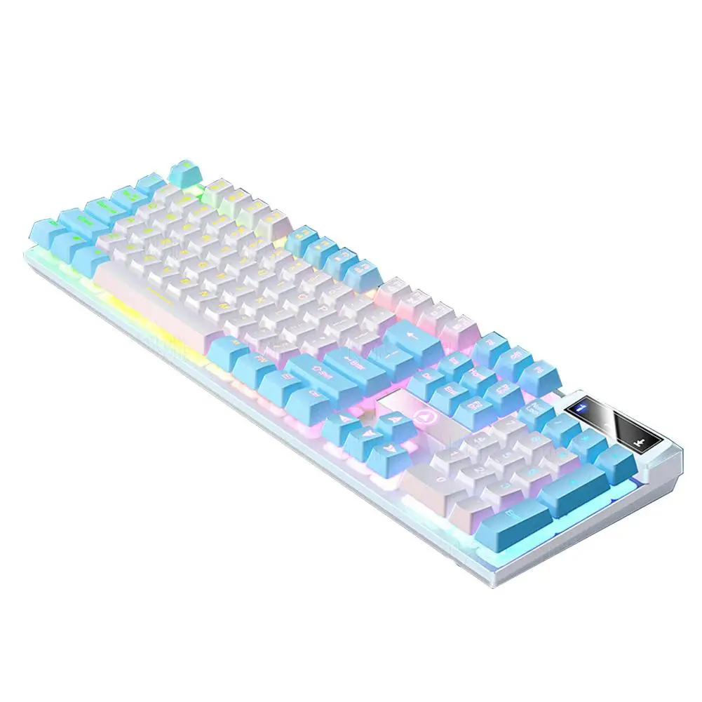 Teclado ergonómico con cable para juegos, accesorio con 104 teclas, sensación mecánica retroiluminada, Color a juego, L Q4W9