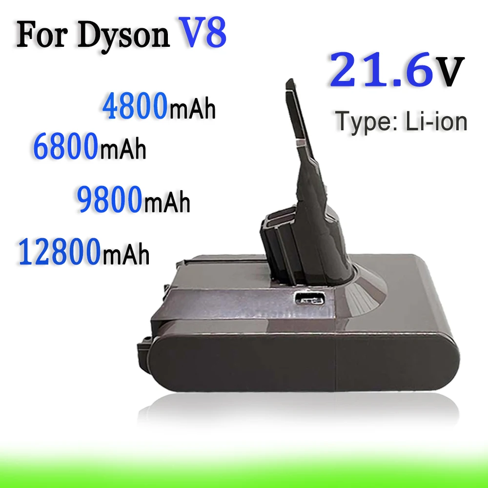 

V8 For Dyson 21.6V 4800/6800/9800/12800mAh High capacity Li-ion Battery SV10 Vacuum Cleaner Series Replacement