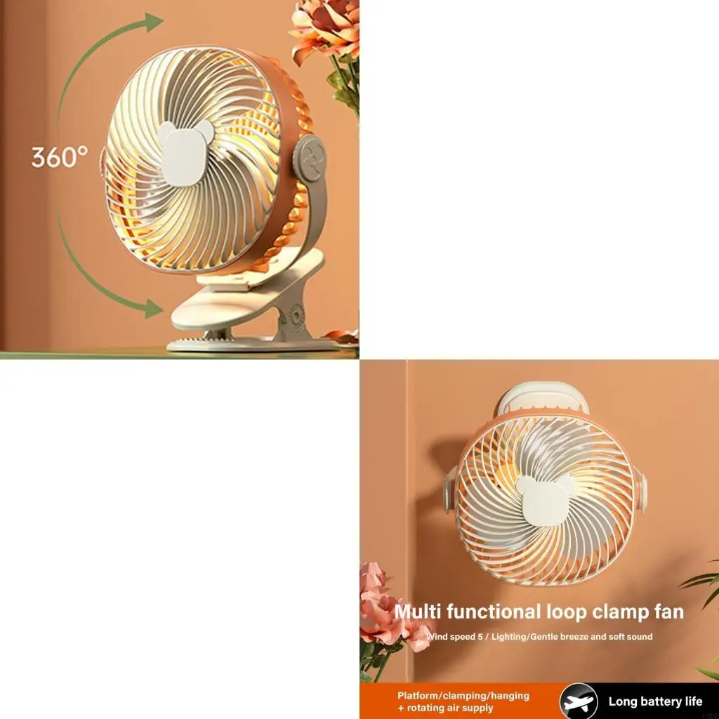 

Miniature Clip Fan Portable USB Charging 5 Speed Setting Space Saving Mounting Bracket Cooling Fan for Bedsides Desk