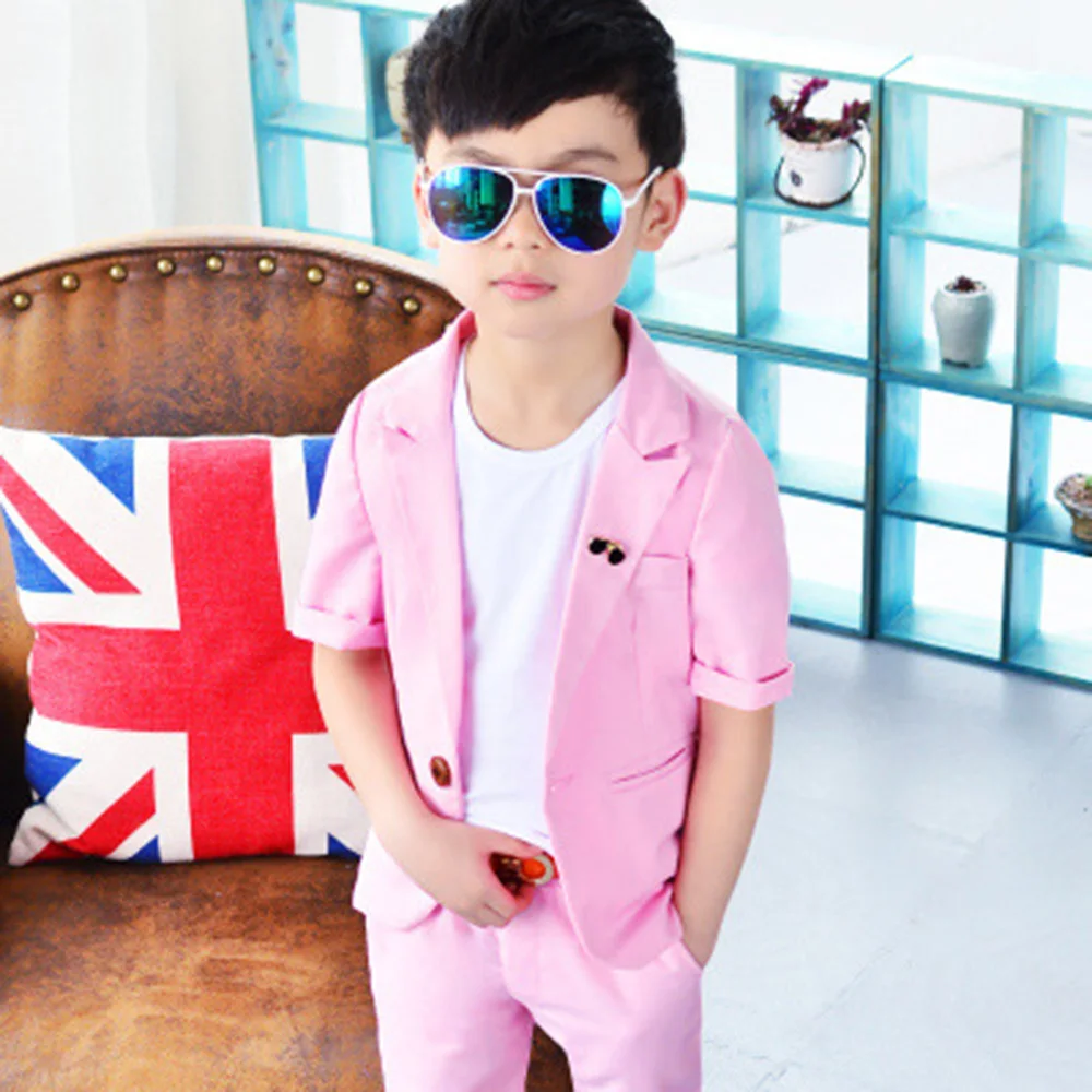 

Formal Boys Summer Suit Sets Children Short-sleeved Blazer Shorts Dress Outfits Kids Birthday Party Performance Cosutme XXS-3XL