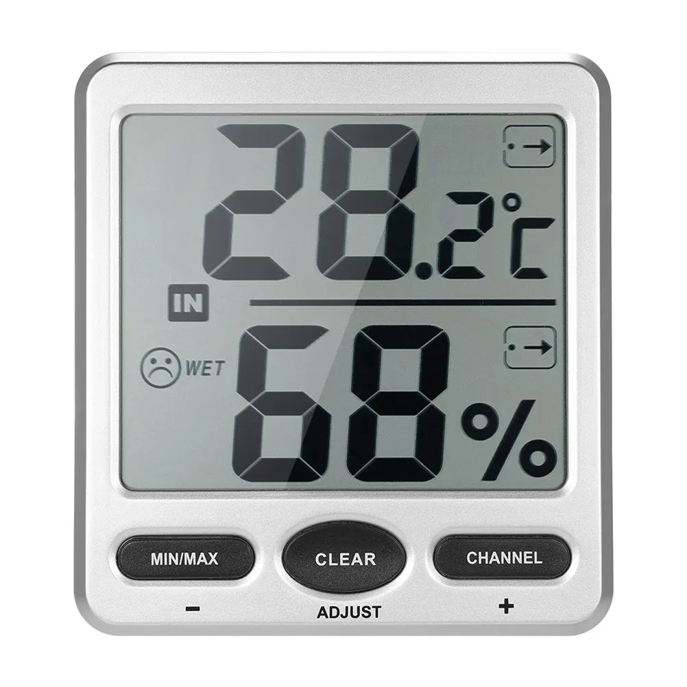 Wireless Hygrothermograph LCD Display Electronic Thermometer Hygrometer Scroll Mode Auto Cycling 5S Per Sensor Re- Function
