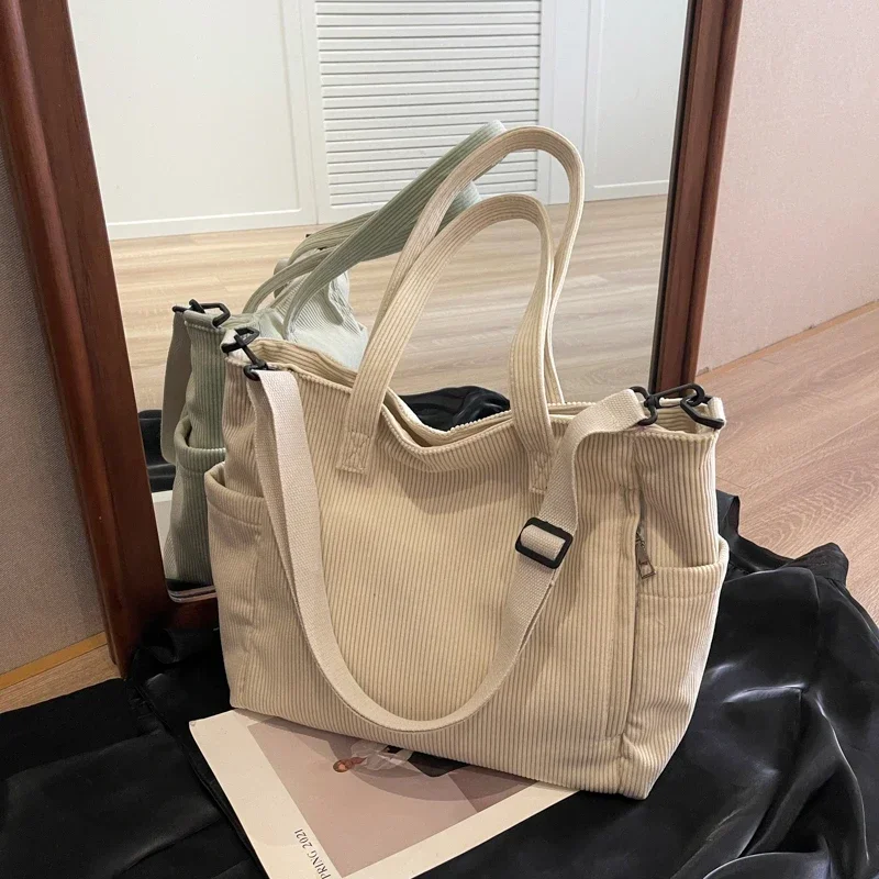 2023 New Women\'s Diagonal Straddle Bag Large Capacity Fashion Lightweight Solid Corduroy Handbag High Quality Tote Bag