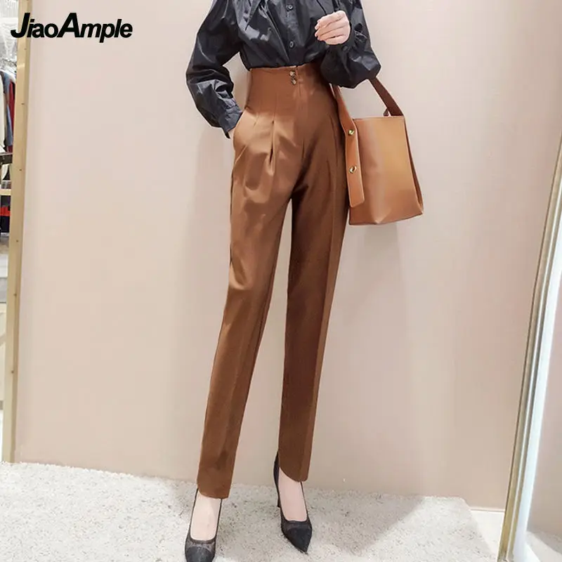 Korean Women\'s High Waist Suit Ankle-Length Pants 2022 Spring New Office Lady Elegant Black Trousers Fashion Slim Work Clothing