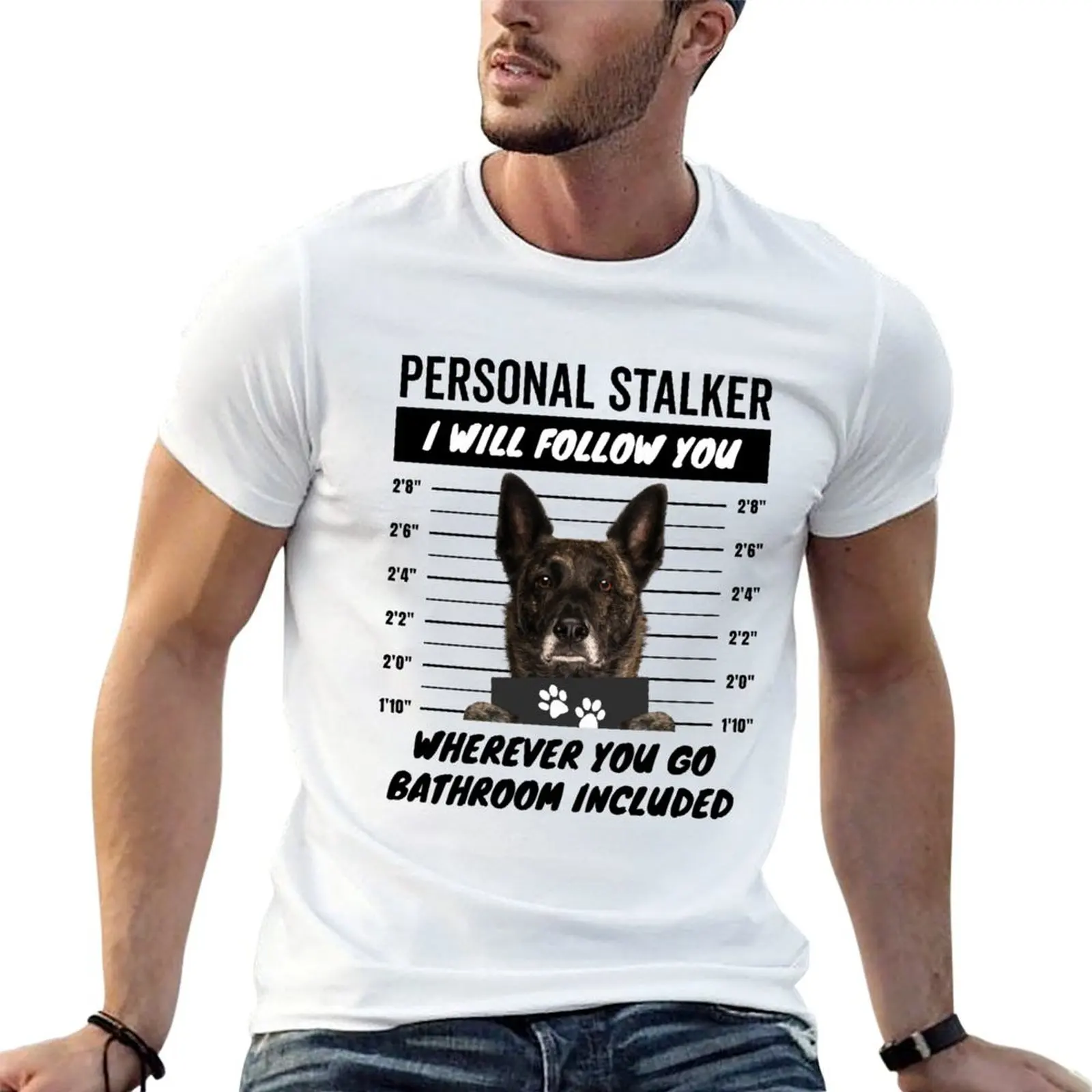 Personal Stalker Dog – Brindle Dutch Shepherd T-Shirt oversized boys animal print T-shirt men