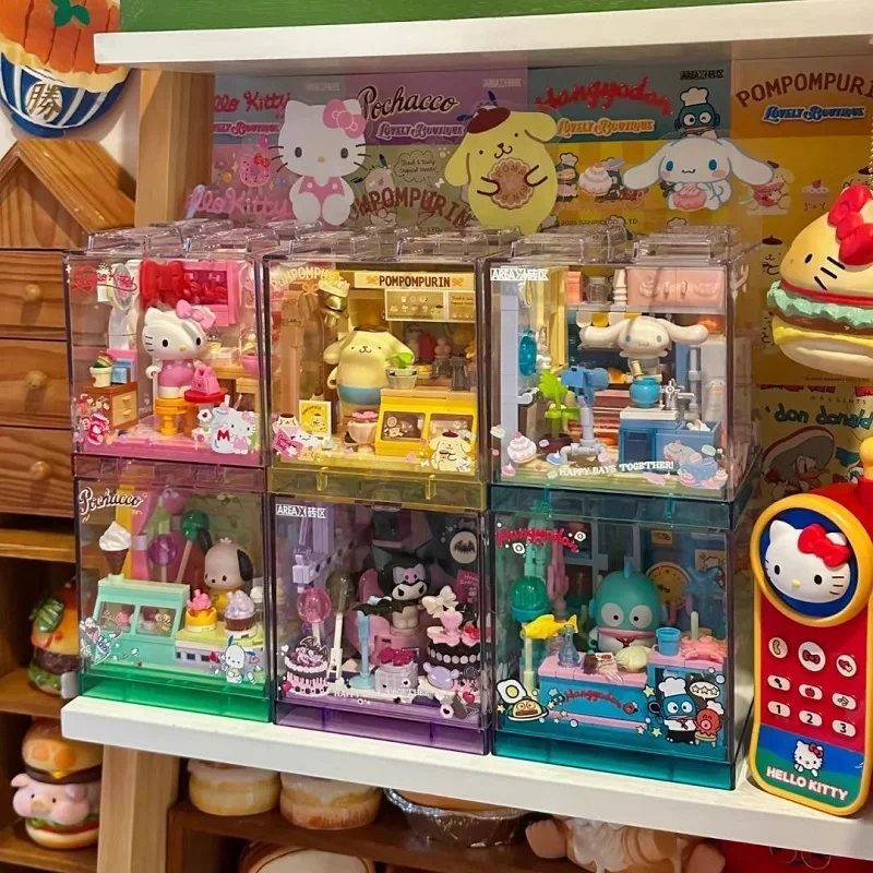 AREAX サンリオ ハローキティ クロミ ベーカリー デザートハウス オーシャンレストラン ショップ 組み立てブロック モデル ブロック デスクトップディスプレイ おもちゃ 子供向け