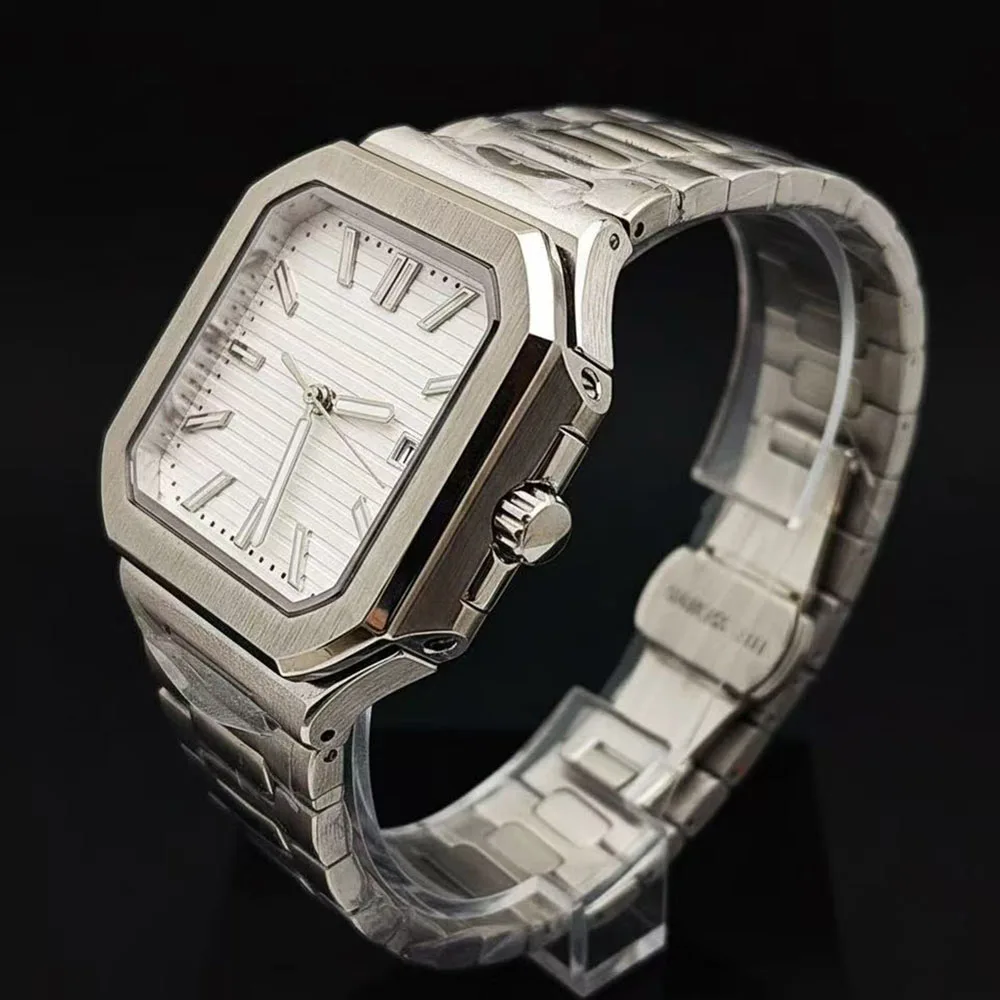 NH35 Square Men's High Quality Stainless Steel Watch Sapphire Glass Luminous Customized Logo Suitable for NH35 Movement Watch