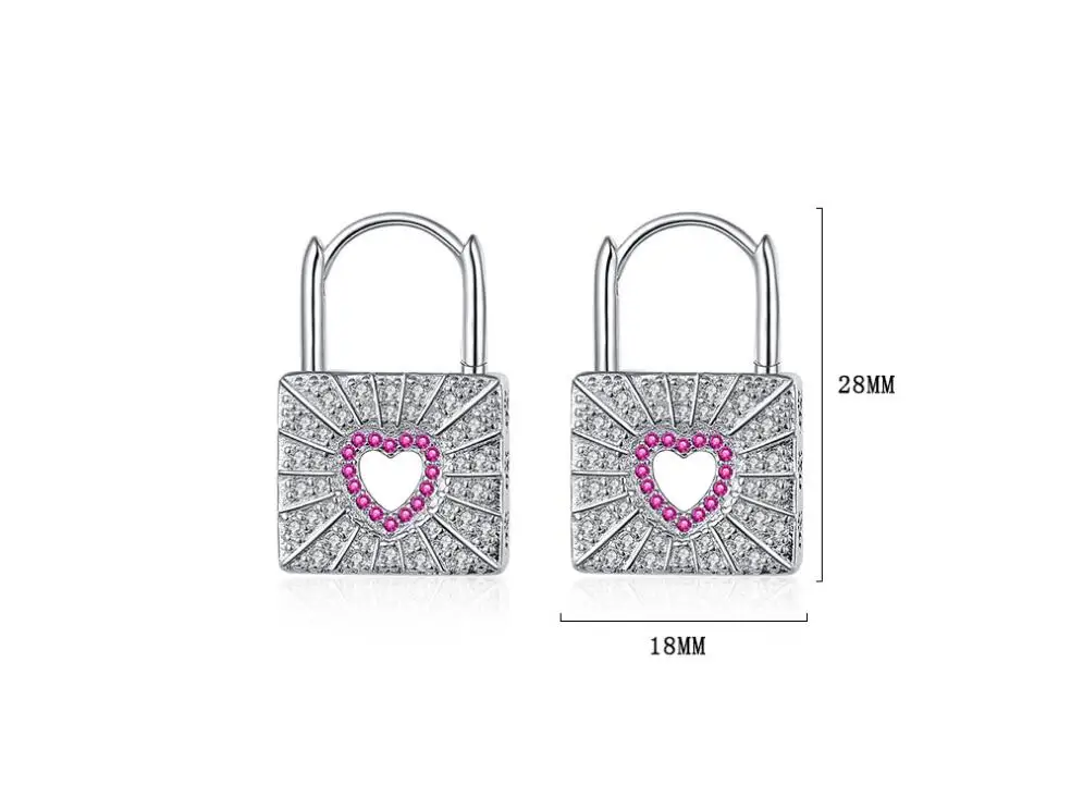 Girls 925 Sterling Silver Women Sweet Heart Lock Hoop Earrings for Girls Wedding Party Fine S925 Jewelry DS4074