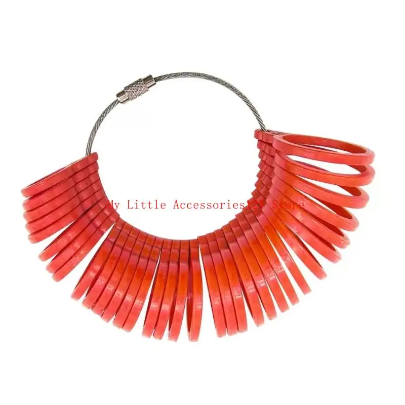 مقياس حجم الخاتم ذو الأنماط العتيقة لقياس الإصبع الدقيق مع خيار 5 ألوان أداة مجوهرات بلاستيكية مدمجة 8x8x5cm