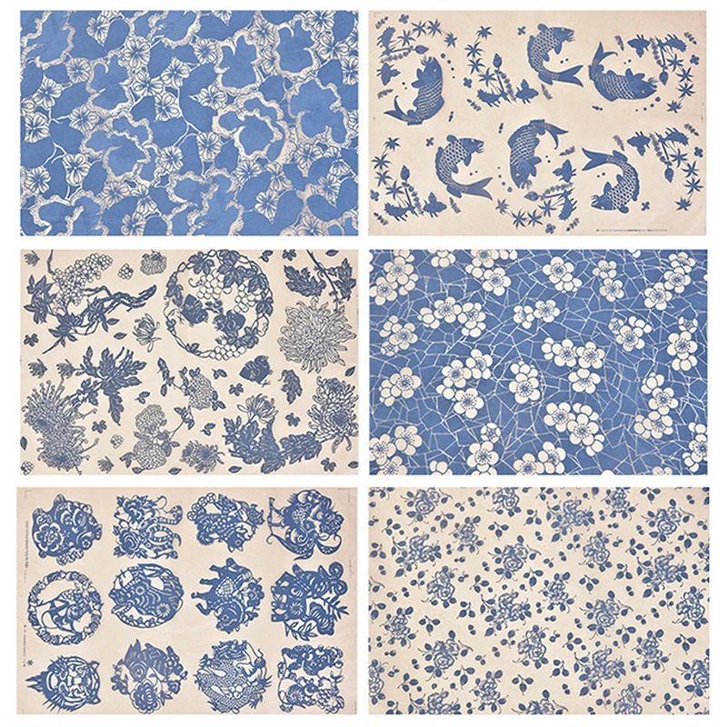 1PC Ceramic Underglaze Blue and White Stickers High Temperature Pottery Handicrafts Rubbings Pattern Transfer Printing Tool