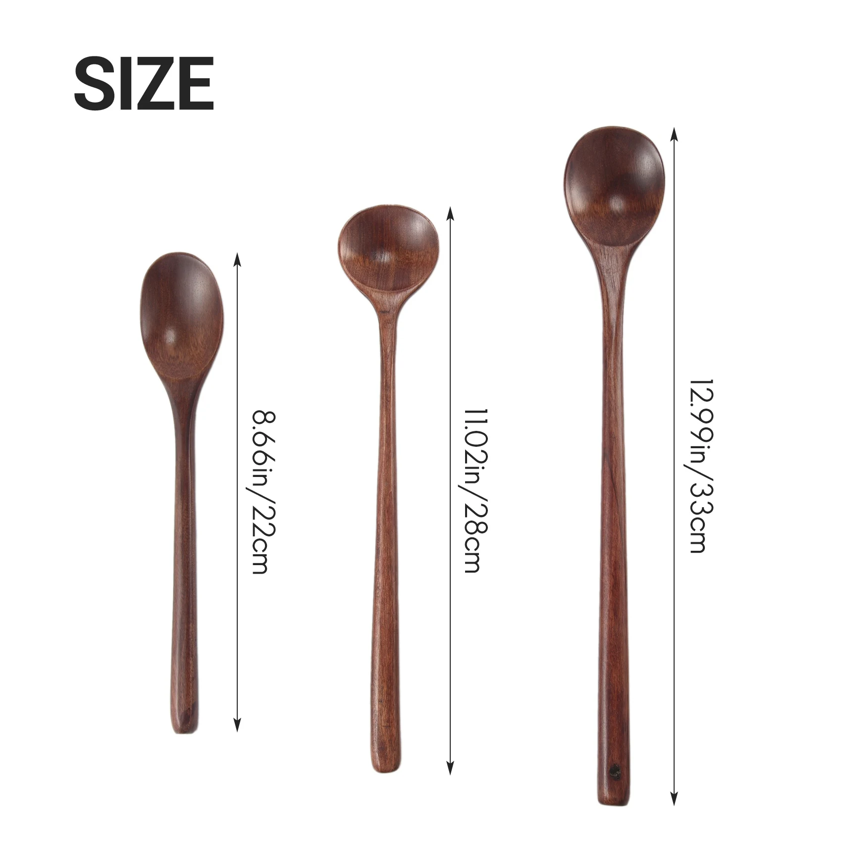 6 ชิ้นช้อนไม้ครัวเสิร์ฟยาวช้อนซุปทําอาหารช้อนชิมสําหรับกินผสมกวน