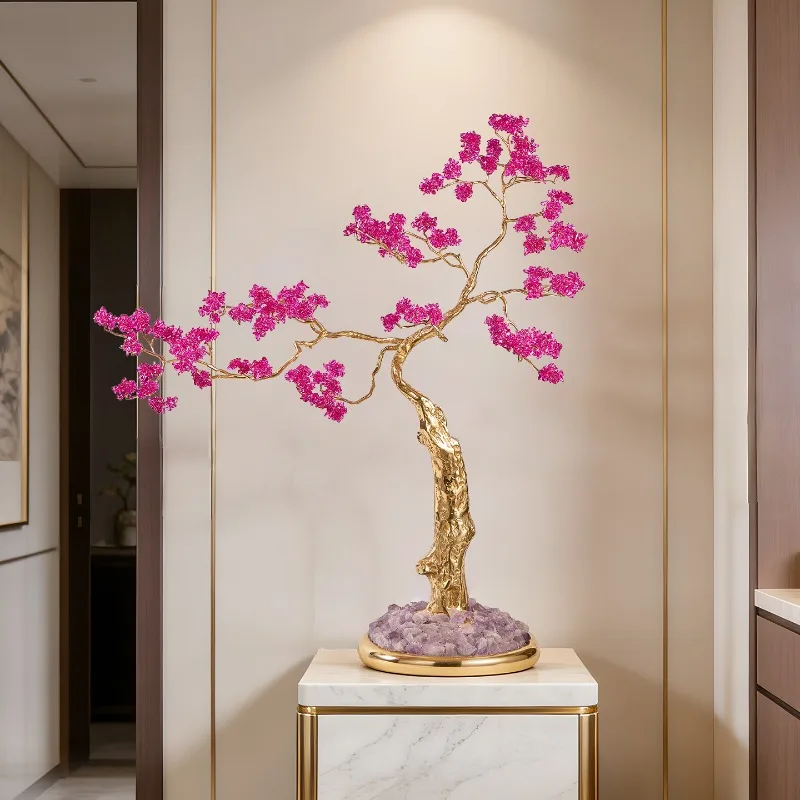 Light luxury high-end crystal welcome pine decorative ornaments, living room, Wangzhai floor entrance office, high-end
