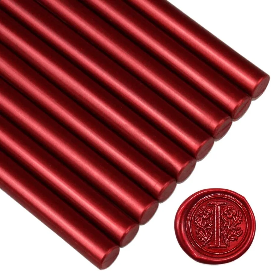 

Sealing Wax Rod Sparkles Blood Red for Large Size Glue Gun Pack of 12