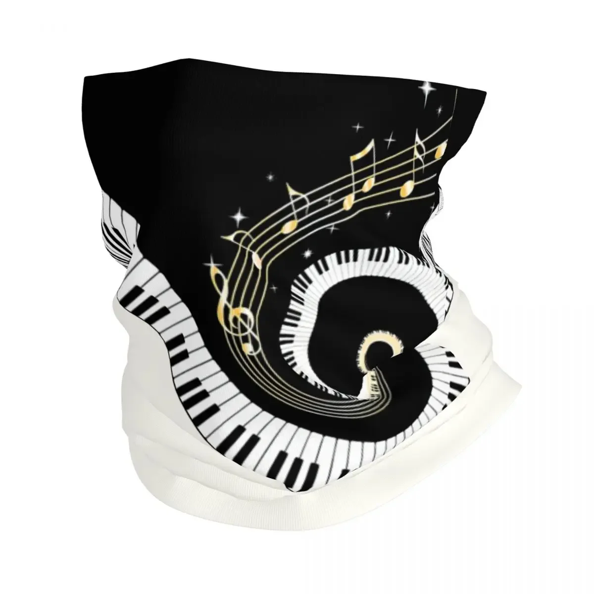 Piano Keyboard Art Bandana Neck Gaiter Printed Music Note Mask Scarf Multi-use Headband Riding for Men Women Adult Washable