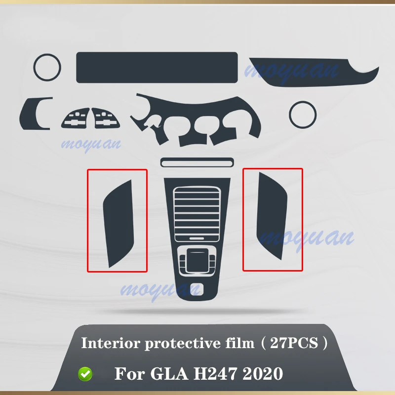 For Mercedes Benz GLA H247 2020 Gearbox Panel Navigation Screen Automotive Interior TPU Protective Film Anti-Scratch Sticker