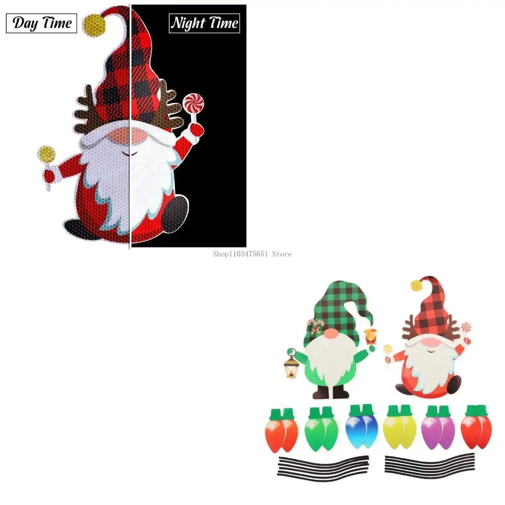  26pcs Christmas Reflective Car Magnets Set Colorful Bulb Light Magnets with Line