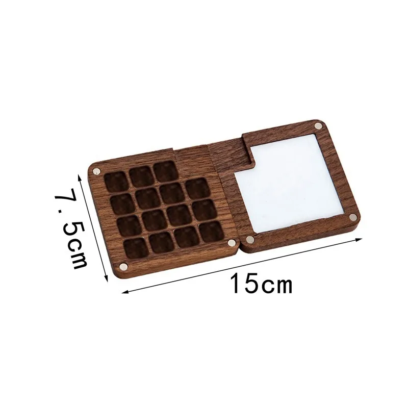 Empty Wooden Watercolor Palette Portable Mini Travel Watercolor Acrylic Paint Box Square Tray Box Art Painting Art Supplies