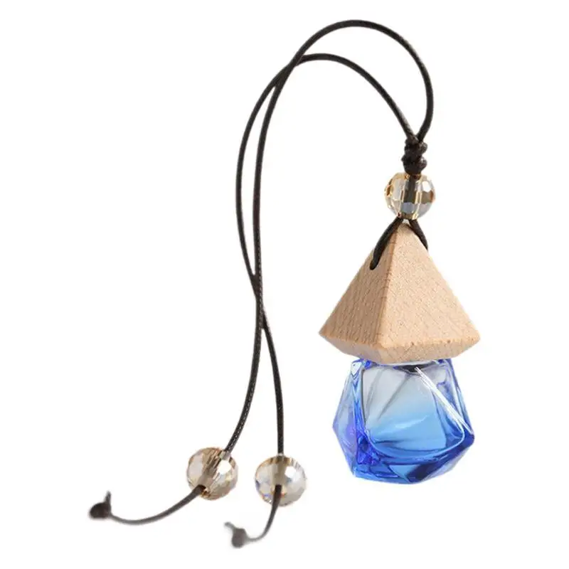 Bouteille vide d'huile essentielle de 8ML, pendentif de parfum de voiture, bijoux d'aromathérapie, bouteille en verre, pendentif de bouteille de parfum avec couvercle en bois