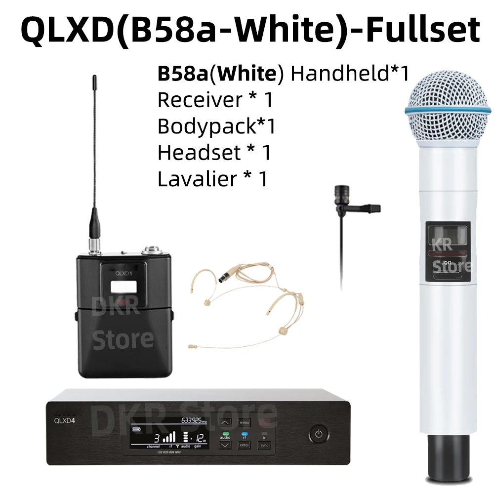 

accessories musical instrument FOR QLXD4-beta58a white fullset Professional Wireless MicrophoneUHF Microphone Stage Performance