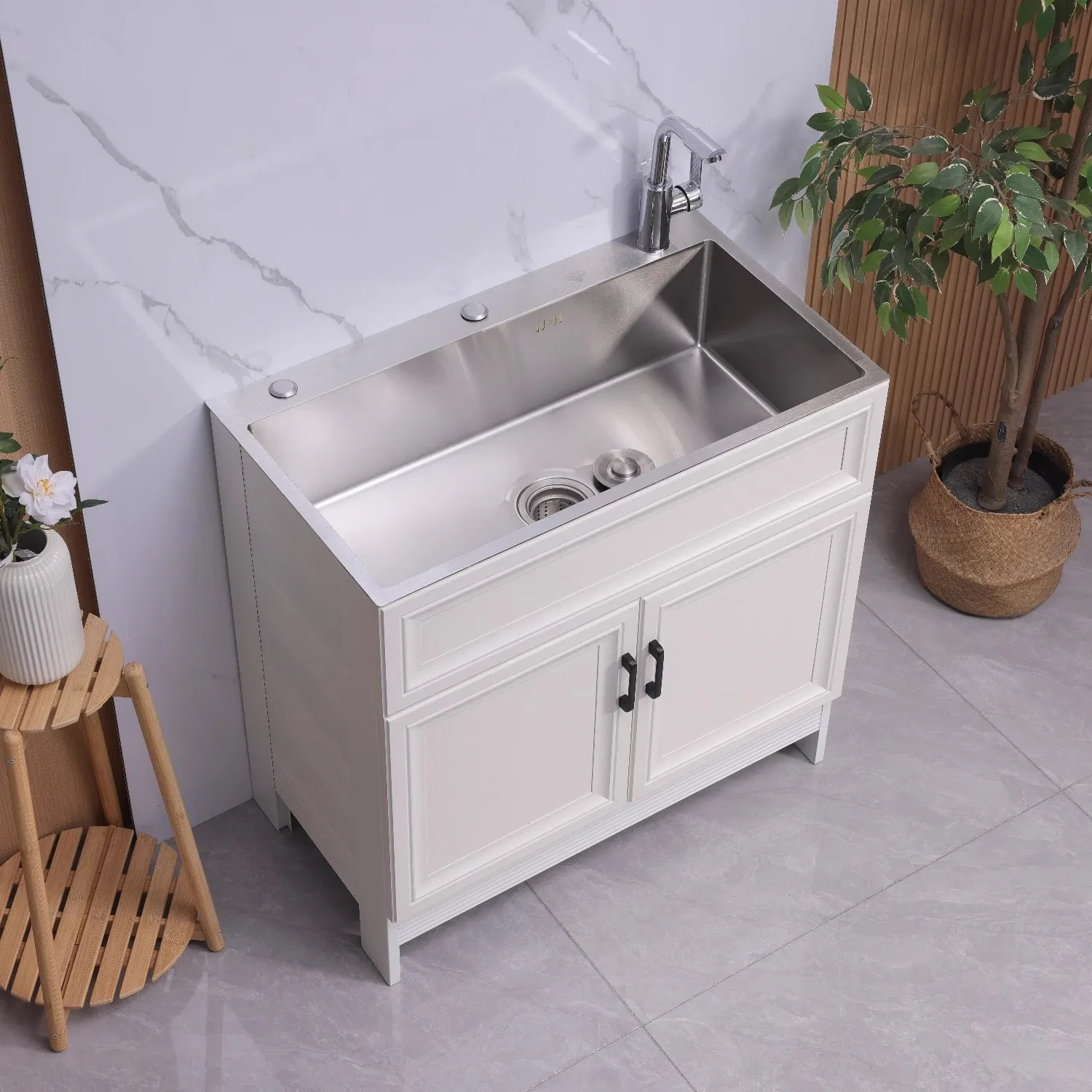 Stainless steel sink cabinet Balcony cabinet Space aluminum integrated laundry sink Aluminum alloy dishwasher Kitchen Small hous