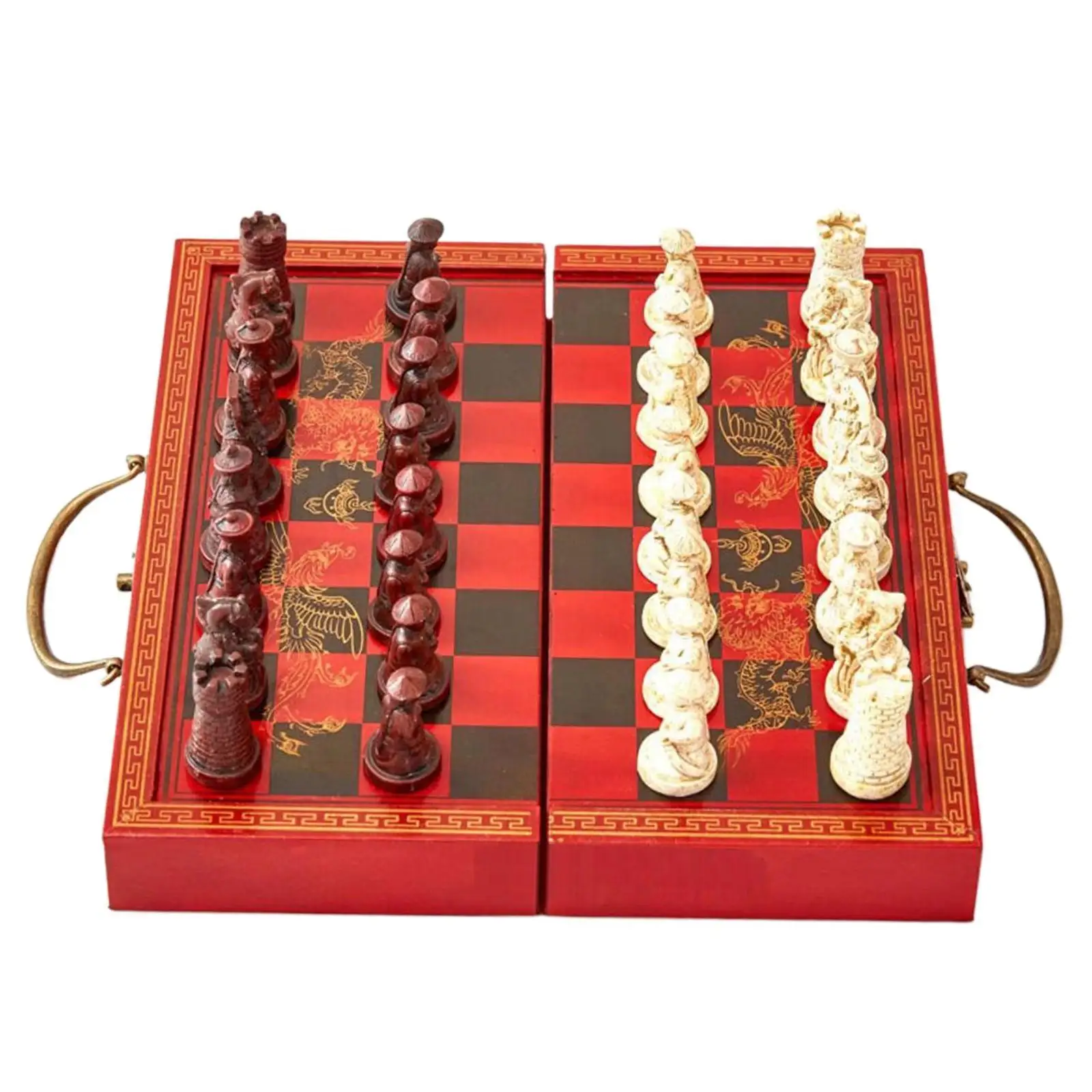 

Classic Wooden Chess Set Folding Chessboard Characters Chess Pieces Board Game Teenager Adult Gift