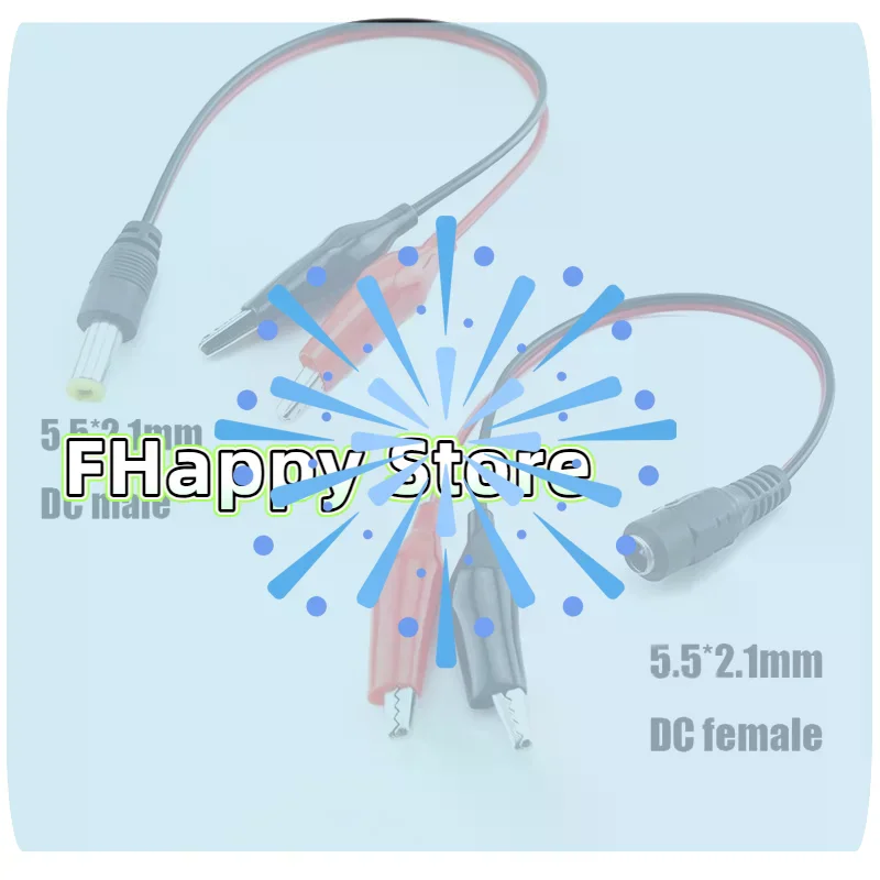 [MA]2 Alligator Clip To 1 Male Or Female DC Power Plug Connector Adapter DC 5.5*2.1mm Clips Crocodile Test Leads[MA]