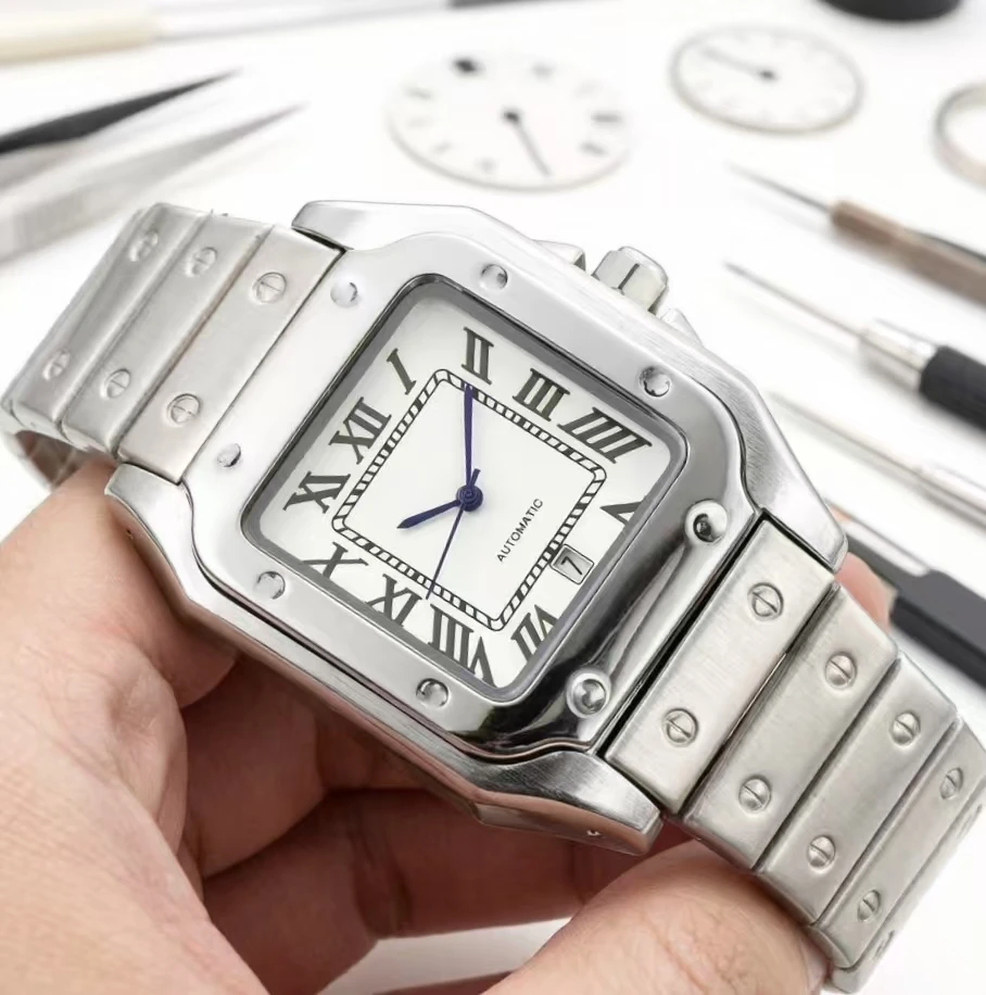 

Новые роскошные классические часы 2026 года с цветным циферблатом, высококачественные модные мужские и женские кварцевые часы с квадратным римским циферблатом