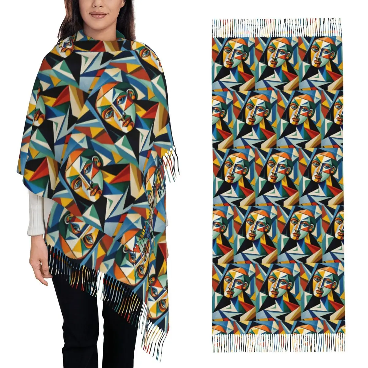 

Pablo Picasso Spanish Artist Scarf Tassel Scarves for Women Soft Warm Shawls and Wraps Large Fall Winter Shawl Wrap