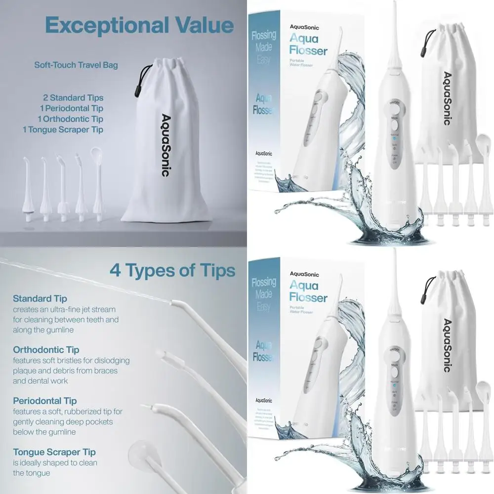 

Портативный перезаряжаемый ирригатор для полости рта - беспроводной зубной ирригатор с 5 насадками для брекетов и путешествий