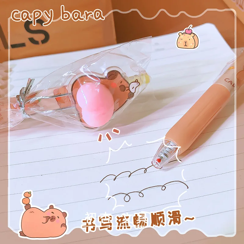 

1pc Cute Capybara Squeeze Stress Relief Pen 0.5mm Black Ink, Quick-Dry Retractable Ideal for School & Office Supplies