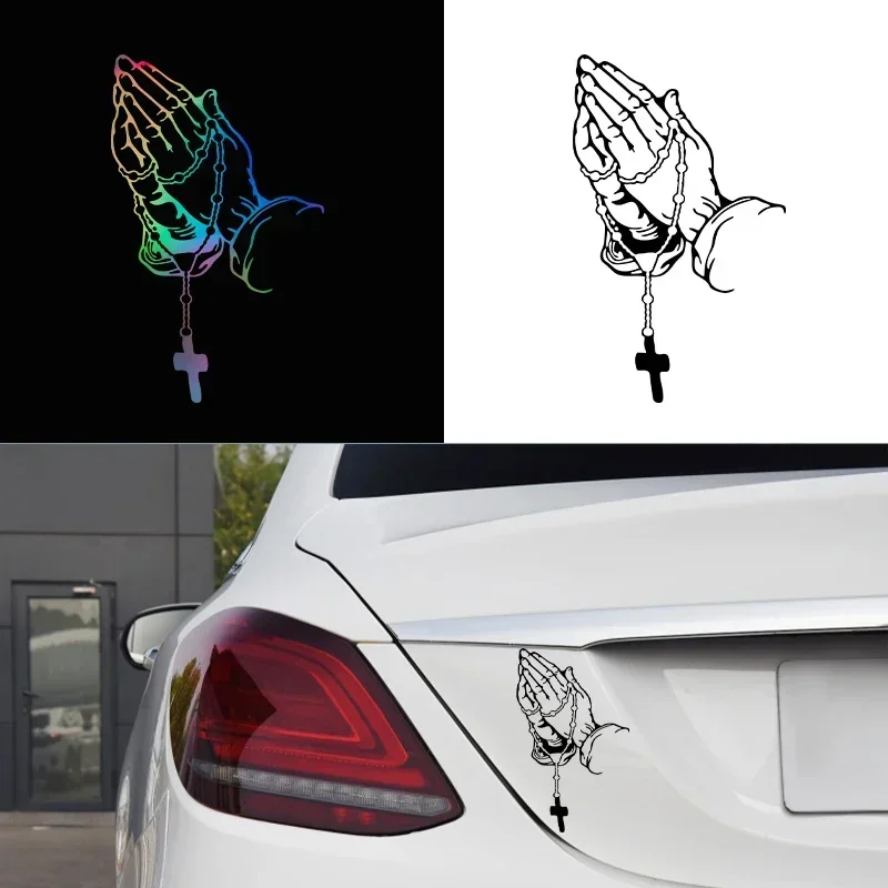 Autocollants intérieurs de voiture couleur voiture prière geste laser autocollants dieu jésus Christ mode voiture carrosserie style autocollants décoratifs