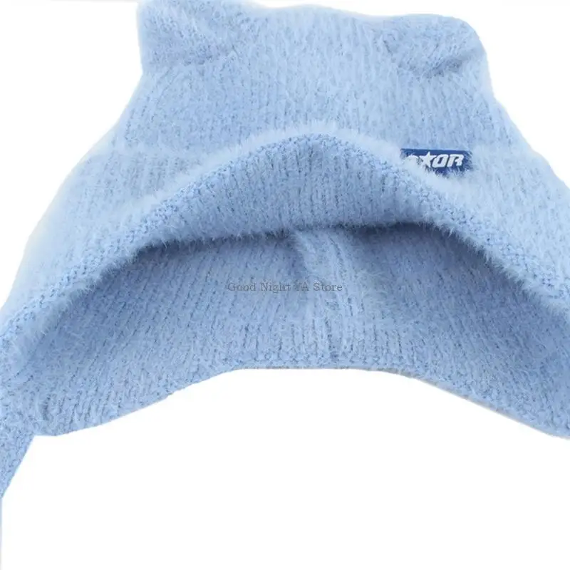 Women Head Wrap Thicken Furry Bear Hat for Climbing Skiing Sports Headwear