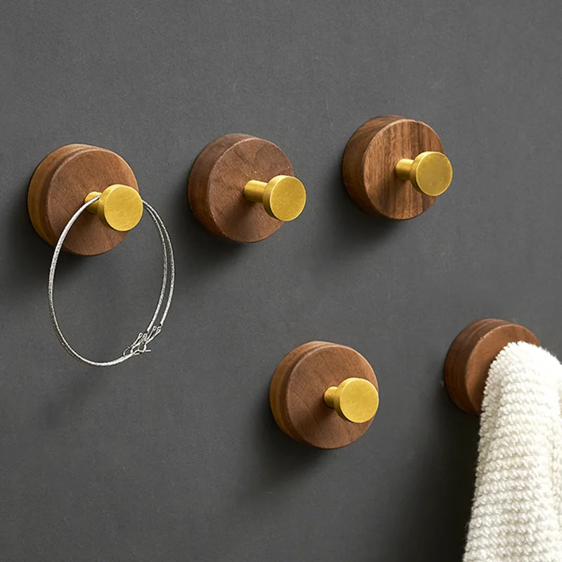 Walnut Wood Clothes Hook Bathroom Door Wall Hanging Storage Hook Wood Key Hat Organizer Hook Kitchen Decor Accessories Cocina