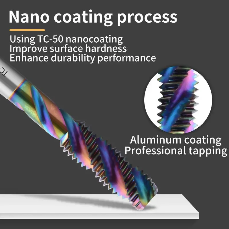 ZUANTONG HSSE-M35 TC50 Coating Spiral Fluted Tap M1M1.2M1.5M1.6M2M2.5M3M4M5M6 M7 M8 M9 M10 M11 M12 M14 M16 M18 Screw Thread Taps
