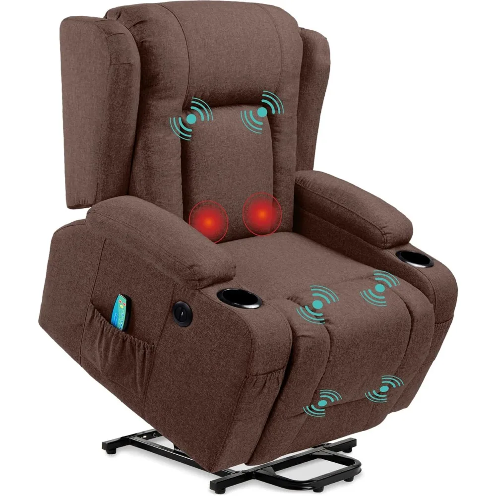 

Modern Linen Electric Power Lift Chair, Recliner Massage Chair, Adjustable Furniture for Back, Legs W/ 3 Positions, USB Port