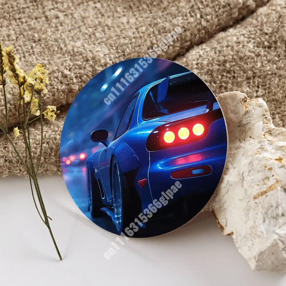 T-Tokyo Drift JDM Auto Racing Car Wooden Cup Mat Americano Beer Milk Water Coaster for Baking Studio